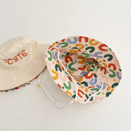 Baby Hat - Reversible Summer Hat - Summer Hat with Embroidered Letters - Size 52