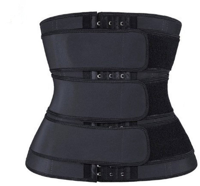 Women Sweat Reducer Training Belt - Sweatband - Waist Trainer - Slimming Belly Band - 3-Row Closure & Breathable Material - Extended Sizes (S to 6XL) - Black, XXL