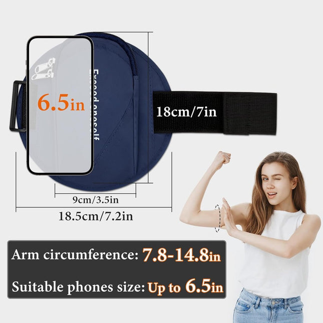Sports Bag - Running Armband - Phone Holder for Running - Reflective Sports Accessories - With Adjustable Shoulder Strap - Suitable for Running, Camping and Hiking (Blue)