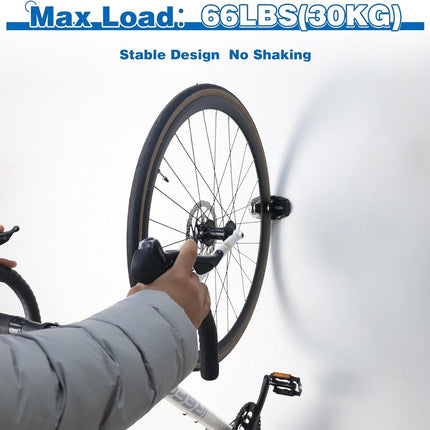 Bicycle Wall Mount - Up to 60 kg Load Capacity - For Tires 27-83 mm - Space-Saving Suspension for Garage & Home