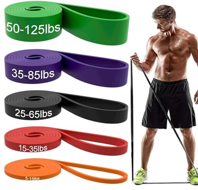 Resistance Bands - Pull-up Bands - Training Bands - Fitness Bands - Set of 5 Bands - 5 Different Resistances - Set for Training, Fitness, Exercises, and Physical Therapy for Men and Women - Includes Carrying Bag