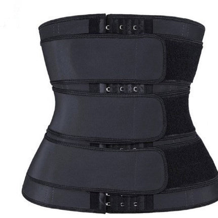 Women Sweat Reducer Training Belt - Sweatband - Waist Trainer - Slimming Belly Band - 3-Row Closure & Breathable Material - Extended Sizes (S to 6XL) - Black, 4XL