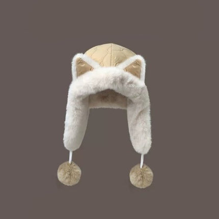 Fleece winter hat - Warm hat with thickened ear flaps - Soft, comfortable and frost-resistant - Stylish winter accessory - Color: Khaki