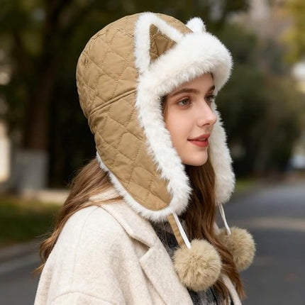Fleece winter hat - Warm hat with thickened ear flaps - Soft, comfortable and frost-resistant - Stylish winter accessory - Color: Brown