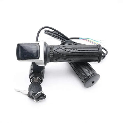 Replacement Electric Throttle Handle for Electric Bike Scooter Twist Throttle Handle with LCD Display and Power, Made of Abs, Black Color