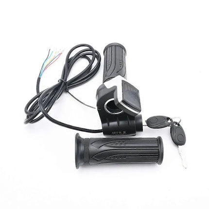 Replacement Electric Throttle Handle for Electric Bike Scooter Twist Throttle Handle with LCD Display and Power, Made of Abs, Black Color