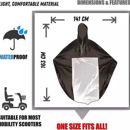 sets Luxury poncho for mobility scooter - Lightweight rain with window Universal fit (163 x 141 cm) Ideal for protection against Replacement Part