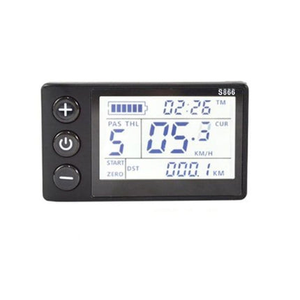 Replacement S866 Electric Bike LCD Screen E-bike Electric Scooter Display Meter Control Panel with Waterproof, Made of Abs, Black Color