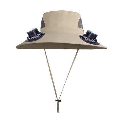 Wide Brim Solar Fan Hat with 2 Solar Fan, Fan Built in Hat with Fans Solar Power, Solar Powered Fan Hat for Outdoor Fishing Travel, 3 Speed Adjustable Fan Hat White