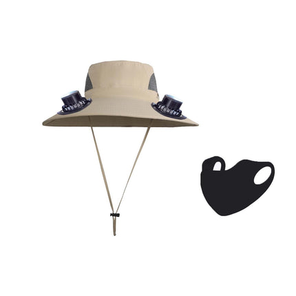 Wide Brim Solar Fan Hat with 2 Solar Fan, Fan Built in Hat with Fans Solar Power, Solar Powered Fan Hat for Outdoor Fishing Travel, 3 Speed Adjustable Fan Hat White