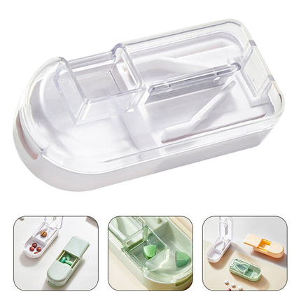3-in-1 Pill Crusher and Pill Cutter with Storage Compartment for Tablets, Pill Grinder Fine Powder, Pill Cutter Splitter for Small or Large Pills, 1.57x2.36 3.23" x 1.46" x 0.98" Beige