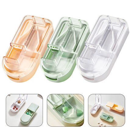 3-in-1 Pill Crusher and Pill Cutter with Storage Compartment for Tablets, Pill Grinder Fine Powder, Pill Cutter Splitter for Small or Large Pills, 1.57x2.36 3.23" x 1.46" x 0.98" Green
