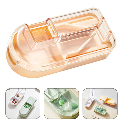 3-in-1 Pill Crusher and Pill Cutter with Storage Compartment for Tablets, Pill Grinder Fine Powder, Pill Cutter Splitter for Small or Large Pills, 1.57x2.36 3.23" x 1.46" x 0.98" White