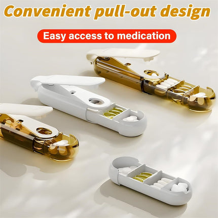 3-in-1 Pill Crusher and Pill Cutter with Storage Compartment for Tablets, Pill Grinder Fine Powder, Pill Cutter Splitter for Small or Large Pills, 1.57x2.36 4.72" x 1.37" x 0.78" White