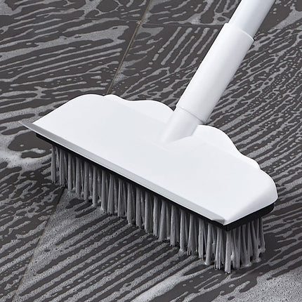 CCMAOLU Floor Scrub Brush with Long Handle,2 in 1 Stiff Bristle Brush & Squeegee Broom for Floor,Bathroom,Tile,Wall Cleaning Tool,Push Scrubber for Shower,Deck,Garage A