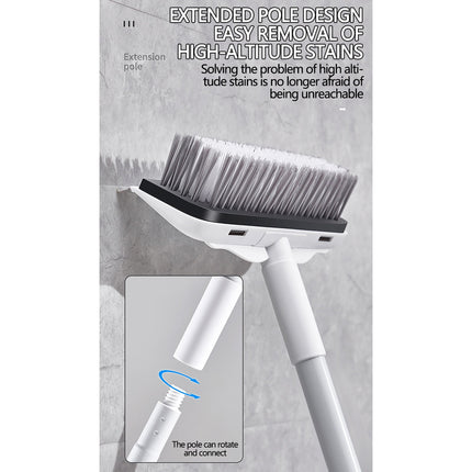 CCMAOLU Floor Scrub Brush with Long Handle,2 in 1 Stiff Bristle Brush & Squeegee Broom for Floor,Bathroom,Tile,Wall Cleaning Tool,Push Scrubber for Shower,Deck,Garage A
