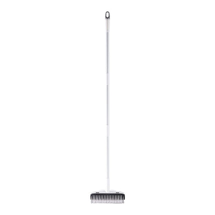 Floor Scrub Brush with Long Handle,2 in 1 Stiff Bristle Brush & Squeegee Broom for Floor,Bathroom,Tile,Wall Cleaning Tool,Push Scrubber for Shower,Deck,Garage B