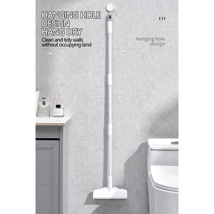 Floor Scrub Brush with Long Handle,2 in 1 Stiff Bristle Brush & Squeegee Broom for Floor,Bathroom,Tile,Wall Cleaning Tool,Push Scrubber for Shower,Deck,Garage B