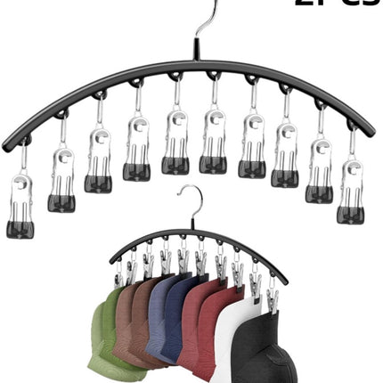 2 pieces - Hat rack - clothes rack - sock clip - hat rack for the wardrobe - storage accessories - suitable for drying clothes, socks and hats - black - 37*23 cm