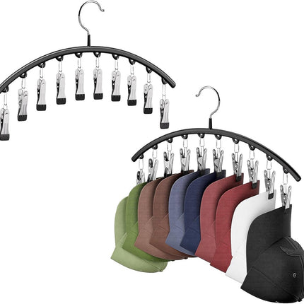 2 pieces - Hat rack - clothes rack - sock clip - hat rack for the wardrobe - storage accessories - suitable for drying clothes, socks and hats - black - 37*23 cm