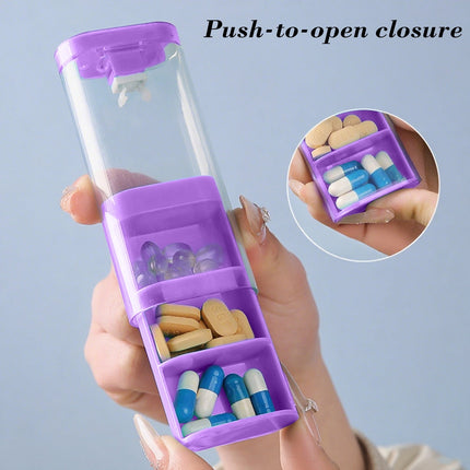 Large Pill Organizer, Pill Box 3 Day, Daily Pill Organizer, 3 Compartments Big Pill Case, for Supplements Jumbo Pill Holder, for Vitamins Huge Medicine Organizer 3 Times a Day Purple