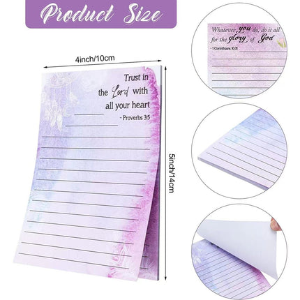 8 Pack Christian Notepads Inspirational Floral Design Adhesive Sticky Note Pads Religious Bible Verse Quotes Notepads for Writing Notes Diary Lists Schedules, 4 x 5 Inch (Fresh Style)