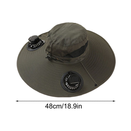 Solar Fan Hat Wide Brim Solar Fan Hat Outdoor Wide Brim Sun Hat with Solar Fan Fishing Hat, Removable & USB Charging Fan B-Green
