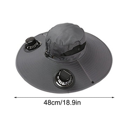Solar Fan Hat Wide Brim Solar Fan Hat Outdoor Wide Brim Sun Hat with Solar Fan Fishing Hat, Removable & USB Charging Fan C-Dark Gray