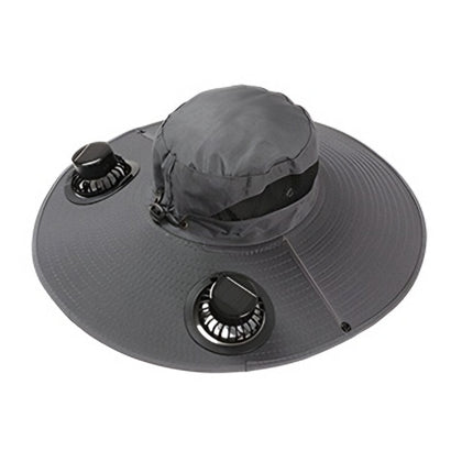 Solar Fan Hat Wide Brim Solar Fan Hat Outdoor Wide Brim Sun Hat with Solar Fan Fishing Hat, Removable & USB Charging Fan C-Dark Gray