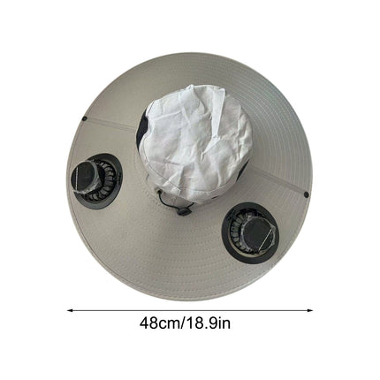 Solar Fan Hat Wide Brim Solar Fan Hat Outdoor Wide Brim Sun Hat with Solar Fan Fishing Hat, Removable & USB Charging Fan C-Gray