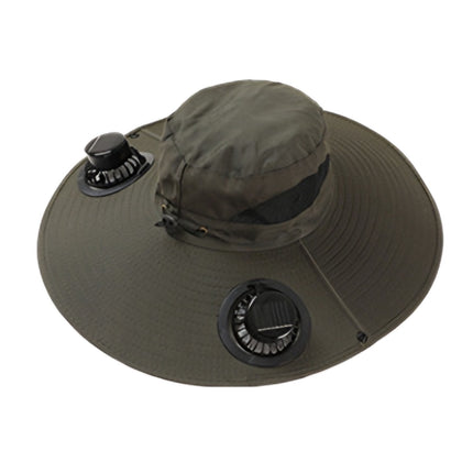 Solar Fan Hat Wide Brim Solar Fan Hat Outdoor Wide Brim Sun Hat with Solar Fan Fishing Hat, Removable & USB Charging Fan C-Green