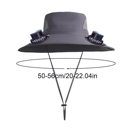Solar Fan Hat Wide Brim Solar Fan Hat Outdoor Wide Brim Sun Hat with Solar Fan Fishing Hat, Removable & USB Charging Fan D-Gray