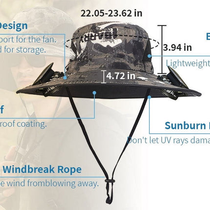 Solar Fan Hat Wide Brim Solar Fan Hat Outdoor Wide Brim Sun Hat with Solar Fan Fishing Hat, Removable & USB Charging Fan D-Gray