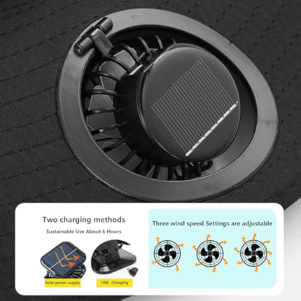 Solar Fan Hat Wide Brim Solar Fan Hat Outdoor Wide Brim Sun Hat with Solar Fan Fishing Hat, Removable & USB Charging Fan D-Gray