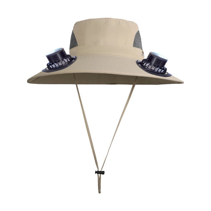 Solar Fan Hat Wide Brim Solar Fan Hat Outdoor Wide Brim Sun Hat with Solar Fan Fishing Hat, Removable & USB Charging Fan D-Khaki