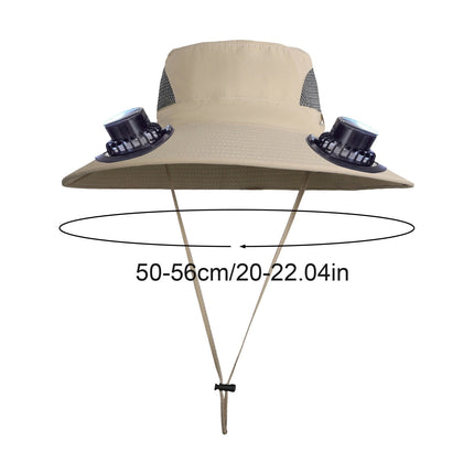 Solar Fan Hat Wide Brim Solar Fan Hat Outdoor Wide Brim Sun Hat with Solar Fan Fishing Hat, Removable & USB Charging Fan D-Khaki