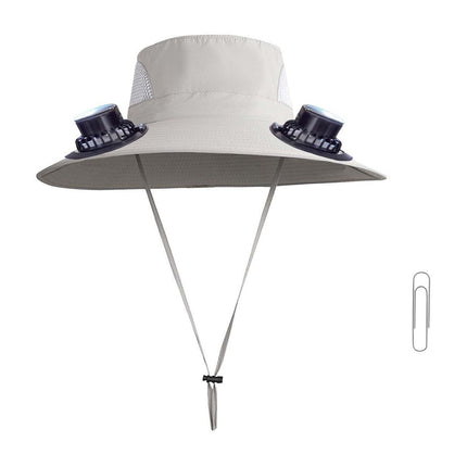 Solar Fan Hat Wide Brim Solar Fan Hat Outdoor Wide Brim Sun Hat with Solar Fan Fishing Hat, Removable & USB Charging Fan D-White