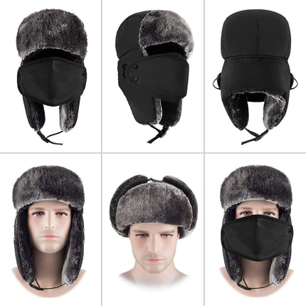 Winter Hats for Women Men Trapper Hat with Ear Flaps Warm Fur Fuzzy Hats for Cold Weather Trapper Hat Ear Flaps