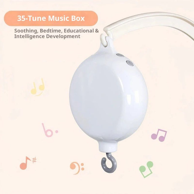 Baby Crib Mobile Motor, Rechargeable - Operated Music Box with Connectivity, Spinner Crib Mobile（white）
