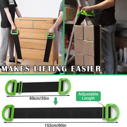 Adjustable Lifting Moving Straps - 2 Pack Furniture Moving Straps for Furniture, Boxes, Mattress, Construction Materials and Heavy, Supports Up to 600 Lbs