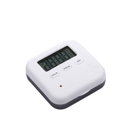 2pcs Pill Organizer,Portable Medicine Box Daily Medicine Organizer Box with Alarm Reminders-4 Compartment Medicine Pill Container Case