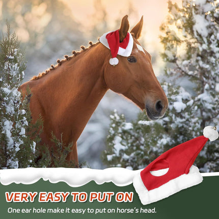 Holiday Santa Horse Hat Pet Costumes  One Ear Slip On Santa Hat Fleece Horse   Fleece Cap with  Bell