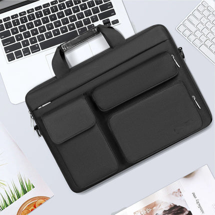 Protective Laptop Case 13 inch Laptop Sleeve, Open Bag with 2 Raised&1 Flapover&1 Handle&Belt, Laptop Case with Handle Black