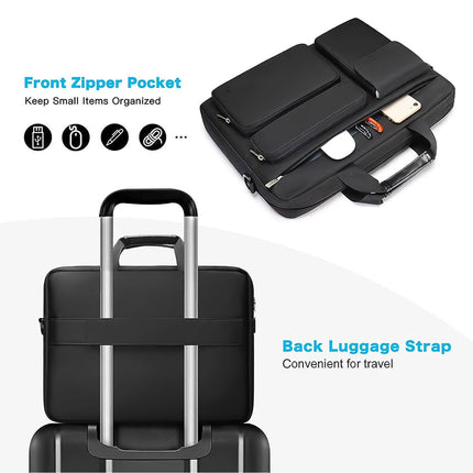 Protective Laptop Case 13 inch Laptop Sleeve, Open Bag with 2 Raised&1 Flapover&1 Handle&Belt, Laptop Case with Handle Black
