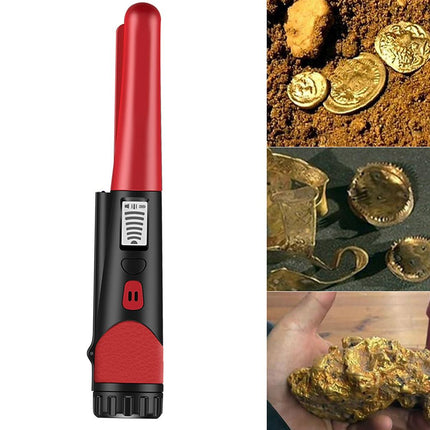 Metal Detector Pinpointer for Adults & Kids Fully Waterproof Underwater Metal Detector Wand Handheld Pin Pointer with LCD Screen & LED Light, 360°High Sensitivity Accuracy Detection, Red