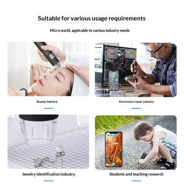 Wireless Skin Analyzer Machine Dermatoscope Scalp/Skin/Hair follicle Detection Testing Analysis Magnifier UV Skin Analyzer Professional 1000X Facial Skin Detector Digital Microscope