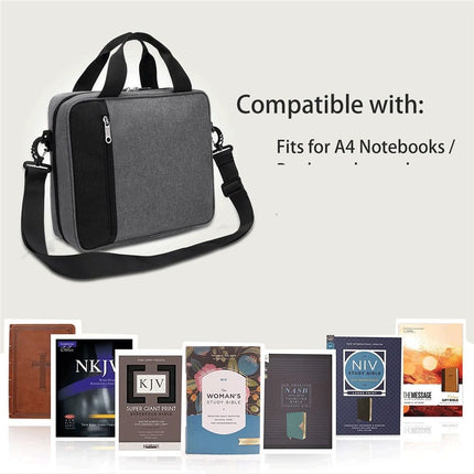 Bible Cover for Men Women, Zippered Bible Carrying Case Bible Protective Bag with Handle and Adjustable Shoulder Strap, Bible Bag for Women Men Kids（gray，oniy bag）