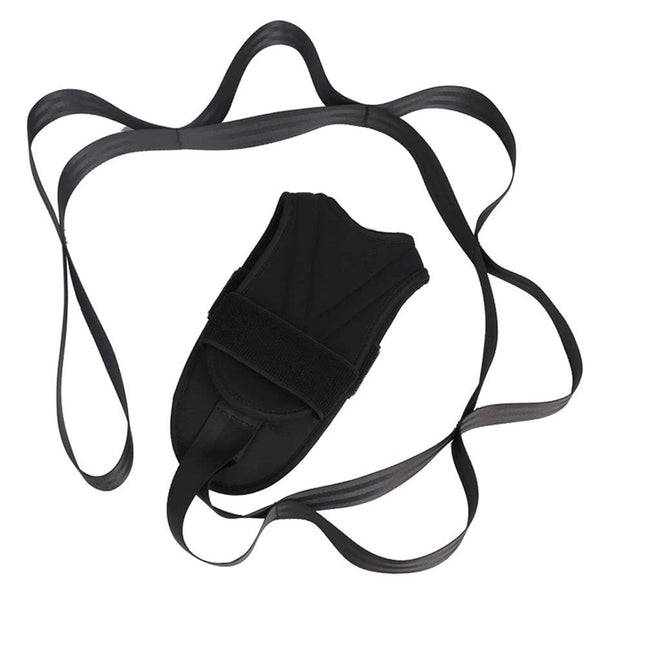 Stretch Strap with Loops for Foot and Calf - Ideal for Physical Therapy, Achilles Tendonitis Relief, and Plantar Fasciitis - Perfect for Yoga, Gymnastics, and Flexibility Training (Black)