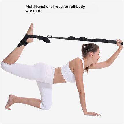 Stretch Strap with Loops for Foot and Calf - Ideal for Physical Therapy, Achilles Tendonitis Relief, and Plantar Fasciitis - Perfect for Yoga, Gymnastics, and Flexibility Training (Black)
