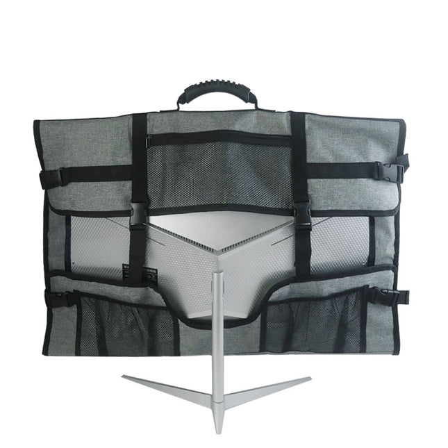 27 Inch Monitor Carrying Case, Universal 27" Computer Monitor Bag with Rubber Handle and Pockets, Gray